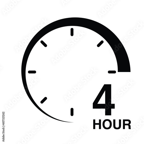 4 hour protection clock time sign icon symbol vector illustration isolated on white background