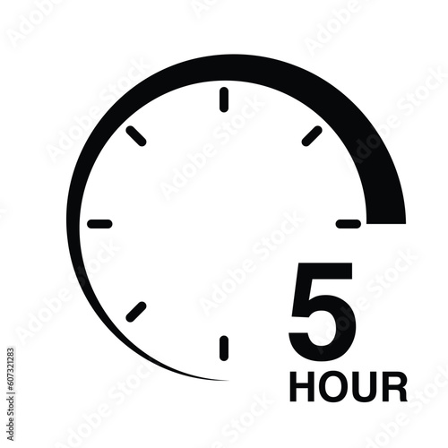 5 hour protection clock time sign icon symbol vector illustration isolated on white background