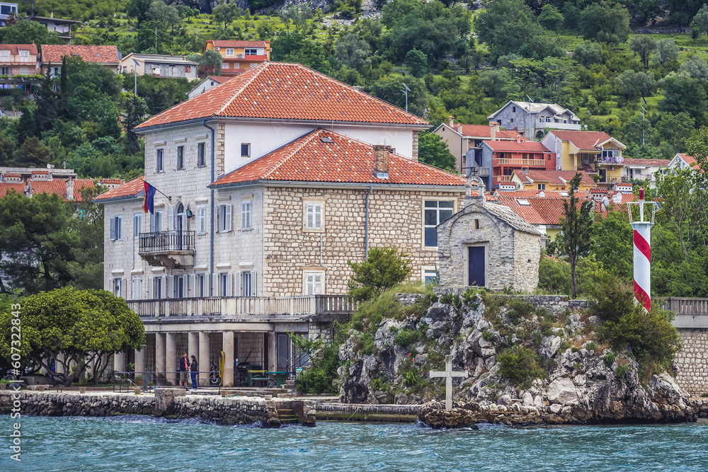 Obraz premium Church of St Elijah in Dobrota town in the Kotor Bay on Adriatic Sea in Montenegro