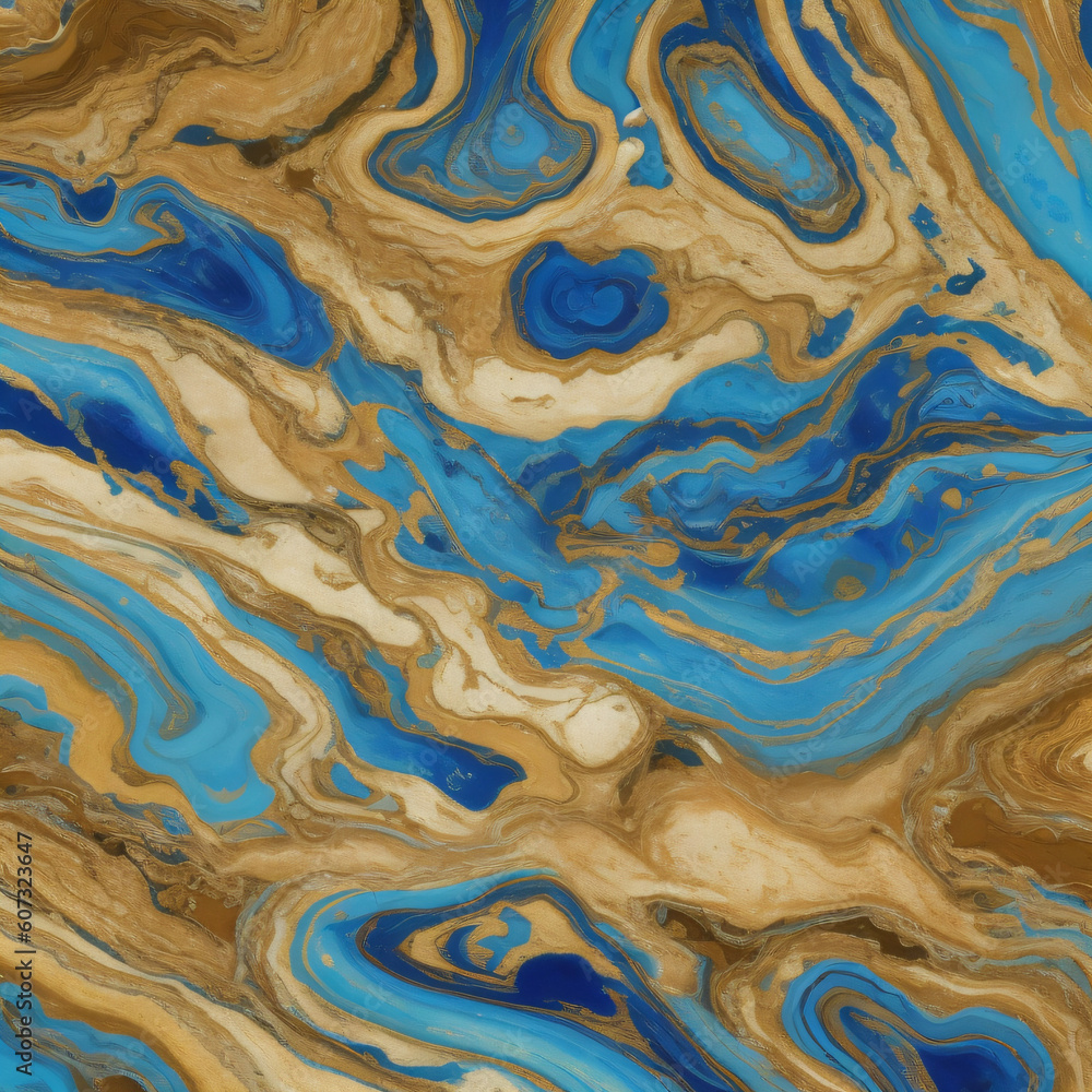 A close up of a blue and brown marble surface. A close up of a blue and brown marble surface.