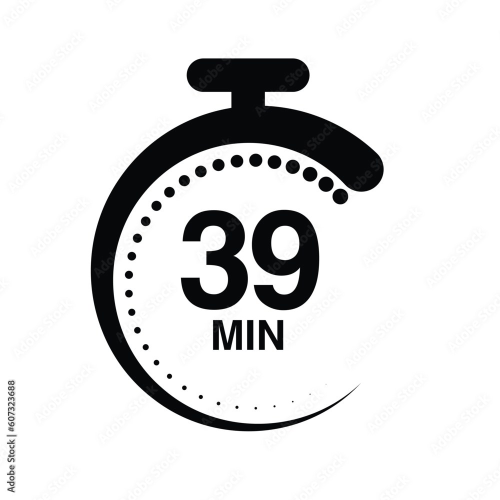 39 minutes timer stopwatch vector illustration isolated on white background.