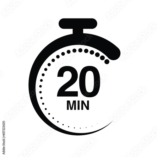 20 minutes timer stopwatch vector illustration isolated on white background.