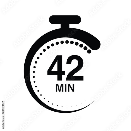 42 minutes timer stopwatch vector illustration isolated on white background.