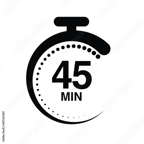 45 minutes timer stopwatch vector illustration isolated on white background.