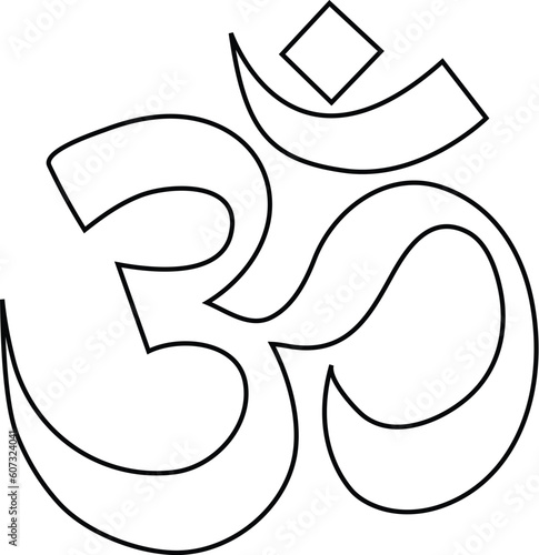 Om Aum Hindu Religion Vector Line Icon best use for meditation, printing and social media design.
