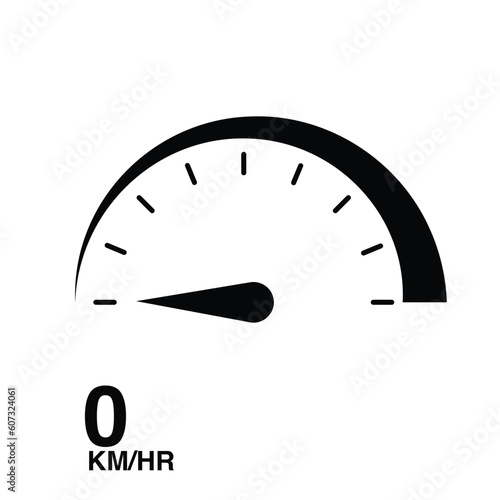 0 km per hour speedometer icon vector illustration eps