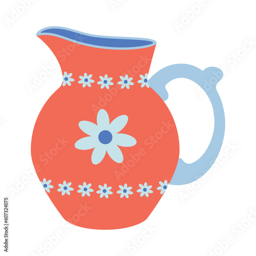 Dishes. Jug with floral ornament.