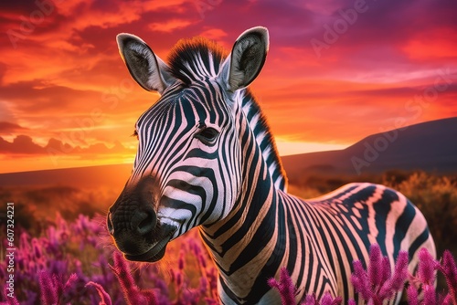 zebra at sunset