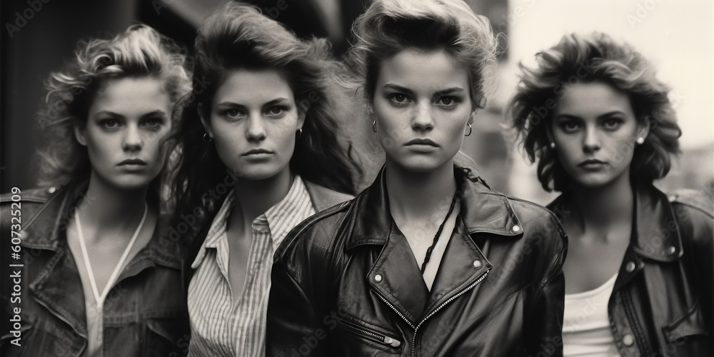 stylish female models pose in fashionable clothes on city street