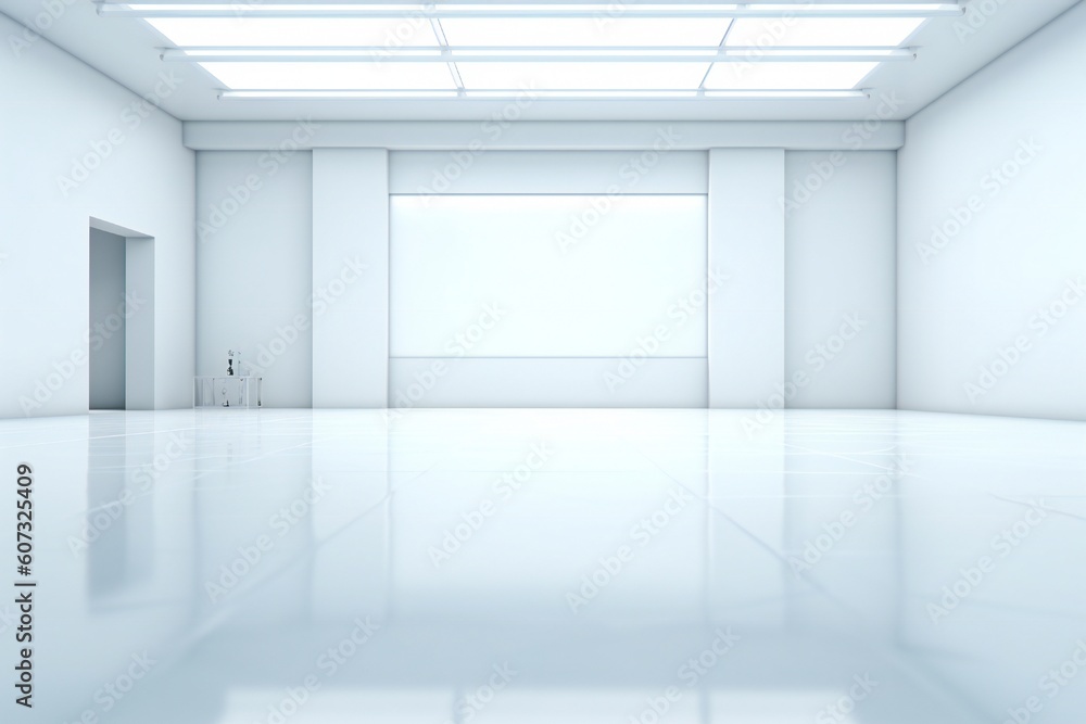 Fototapeta premium Empty White Studio Showcase Room Generative AI
