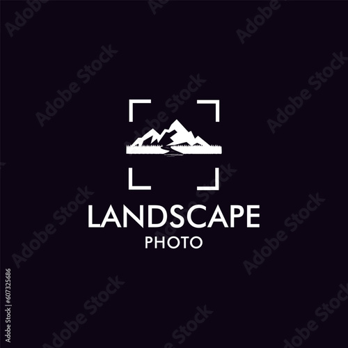 Mountain Photography with Camera Vector Logo Design