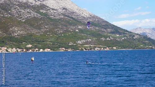 Kitebording in Adratic Sea near Korcula- Croatia photo