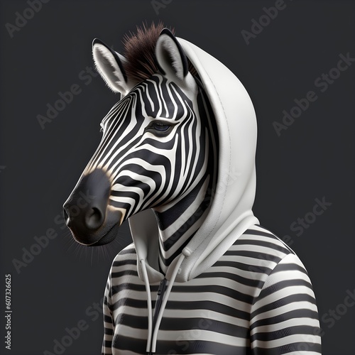  Striped Urban Vibes  The Hooded Zebra    Creative Concept Design   Generative AI Artwork