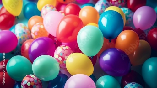colorful balloons with happy celebration Generative AI