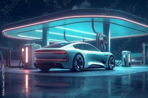 Futuristic Electric Future Concept Car Design on Black Background Generative AI