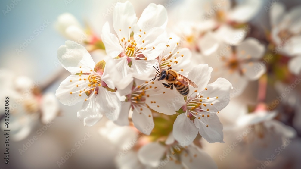 Spring Flowers and Fly Butterfly Cherry Tree Blossoms Generative AI Spring Flowers and Fly Butterfly Cherry Tree Blossoms Generative AI