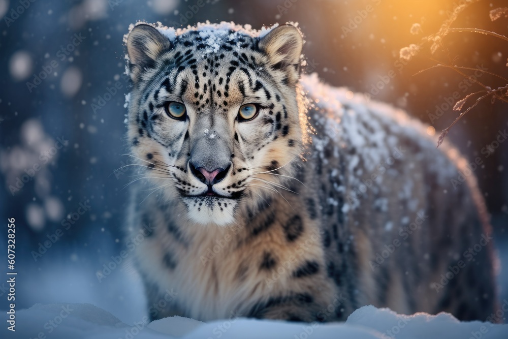 Graceful Snow Leopard Roaming its Wintry Habitat