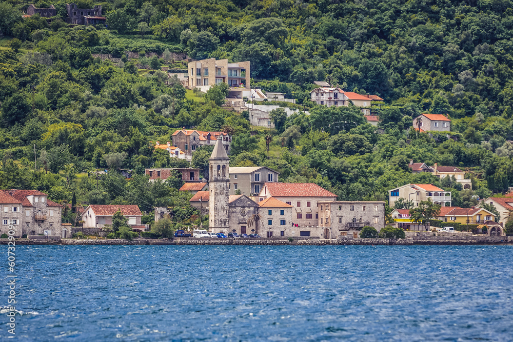 Donji Stoliv town in Kotor Bay on Adriatic Sea, Montenegro