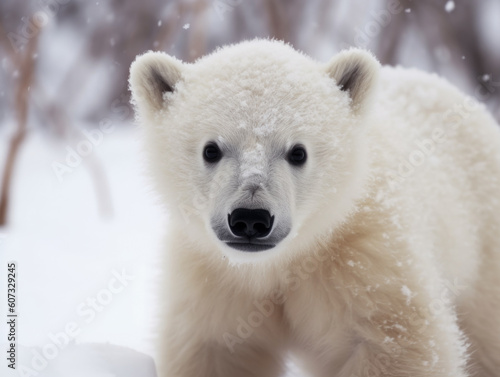 Polar bear Ursus maritimus mother coming out freshly opened den, Wapusk national park, Canada. Generative AI photo