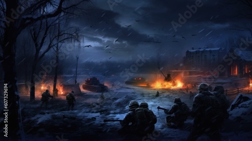 Military Game Artwork at Night