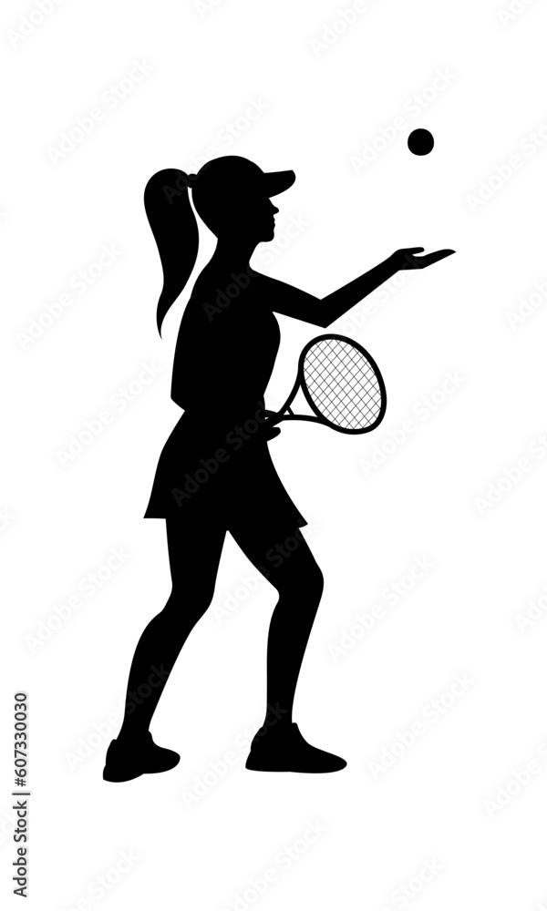 Silhouette of a girl playing tennis. Silhouette of a girl playing tennis.