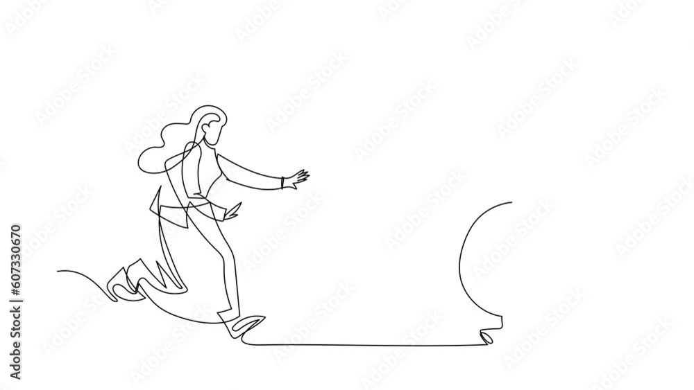 Animated self drawing of continuous line draw businesswoman run chasing try catch high performance attractive dollar coin. Chasing high performance active mutual fund. Full length one line animation Animated self drawing of continuous line draw businesswoman run chasing try catch high performance attractive dollar coin. Chasing high performance active mutual fund. Full length one line animation