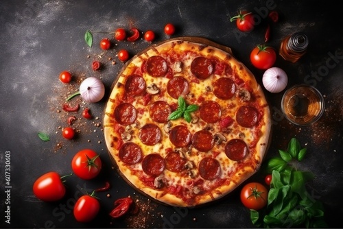 Abstract Tasty Pizza Background with Empty Space Generative AI