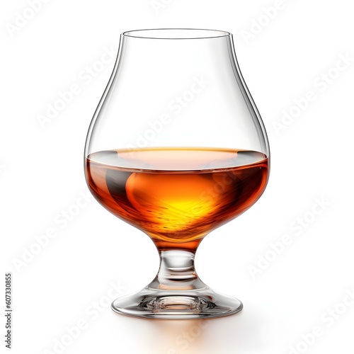 glass of brandy isolated on white background
