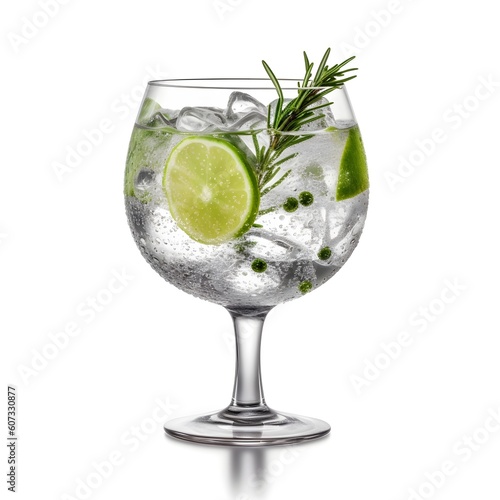 gin tonic cocktail isolated on white