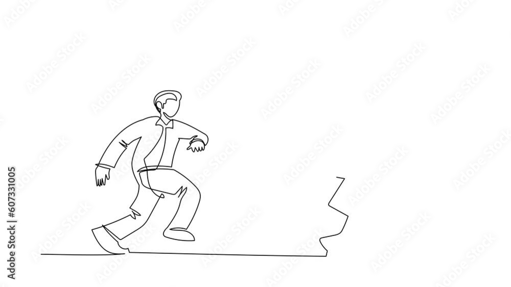 Animated self drawing of continuous line draw businessman run chasing try to catch briefcase. Chasing high performance active mutual fund, buying rising star stock. Full length one line animation Animated self drawing of continuous line draw businessman run chasing try to catch briefcase. Chasing high performance active mutual fund, buying rising star stock. Full length one line animation