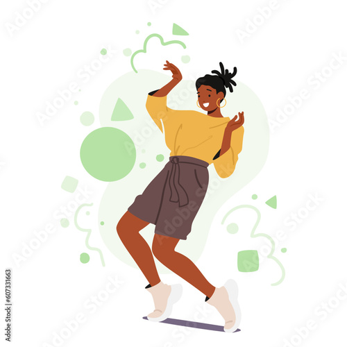 African American Female Character Performer Defying Gravity With A Mind-bending Pose, Showcasing Agility And Balance