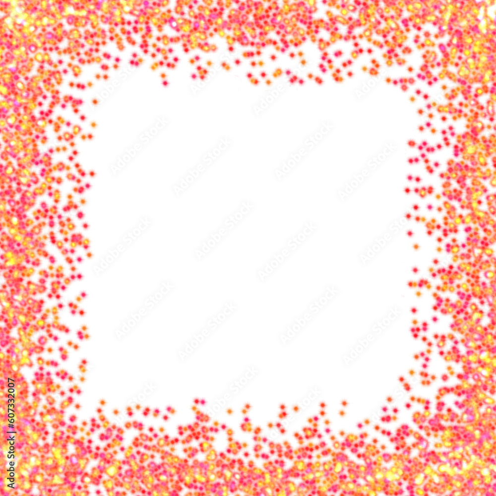 Red orange glowing glitter square frame on transparent background Red orange glowing glitter square frame on transparent background