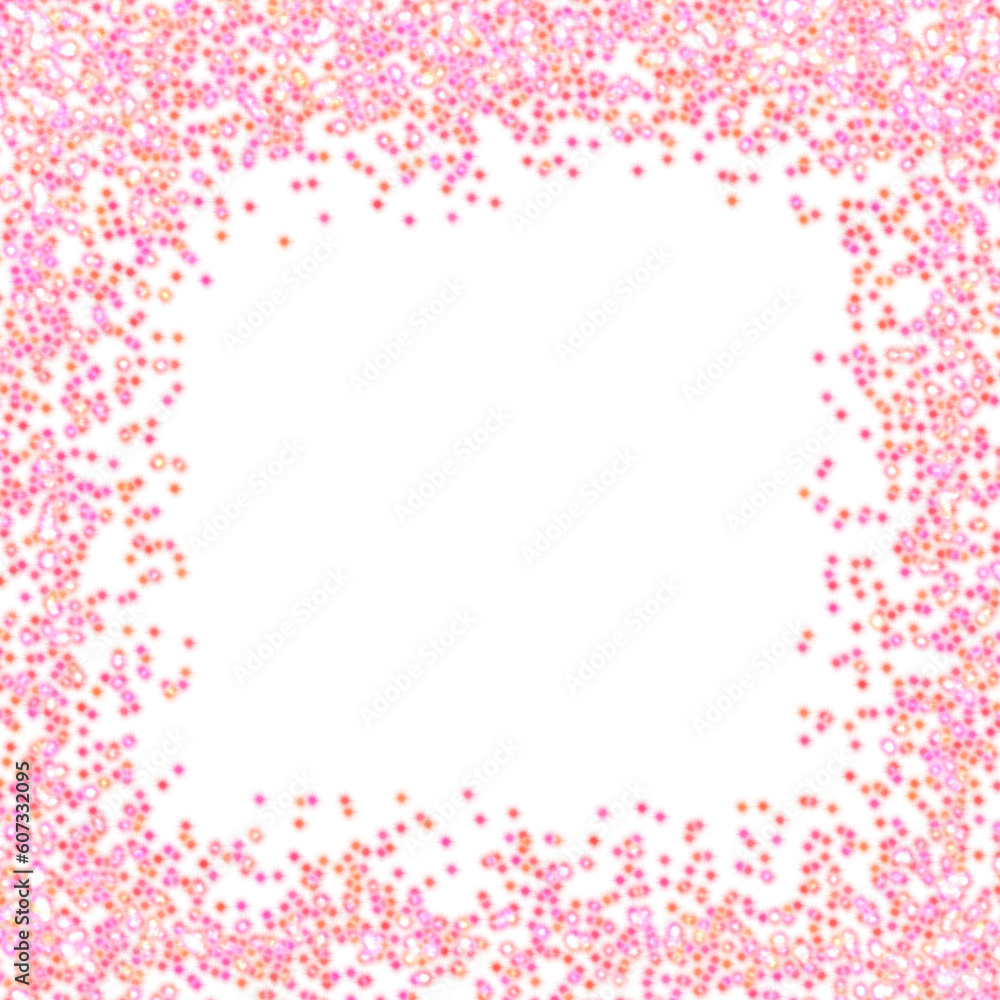 Pink glowing glitter square frame on transparent background