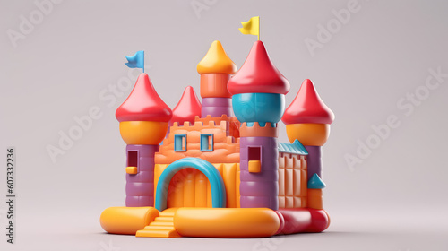 Housing inflation concept. House made from an inflatable bouncy castle. Generative ai Generative AI