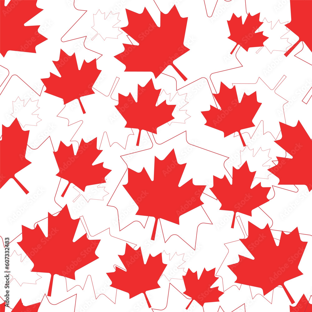 Seamless pattern with red and white Canadian maple leaves. Design for the decoration of the holiday of Canada's Independence Day Seamless pattern with red and white Canadian maple leaves. Design for the decoration of the holiday of Canada's Independence Day