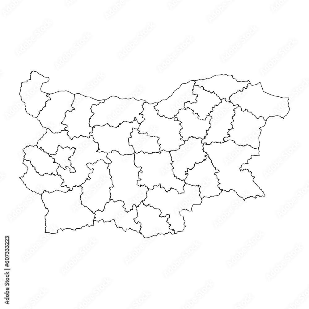 Bulgaria map with provinces. Vector illustration.