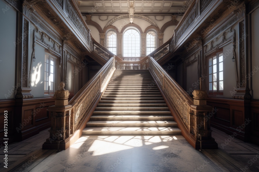 The stairs of the old building Generative Ai