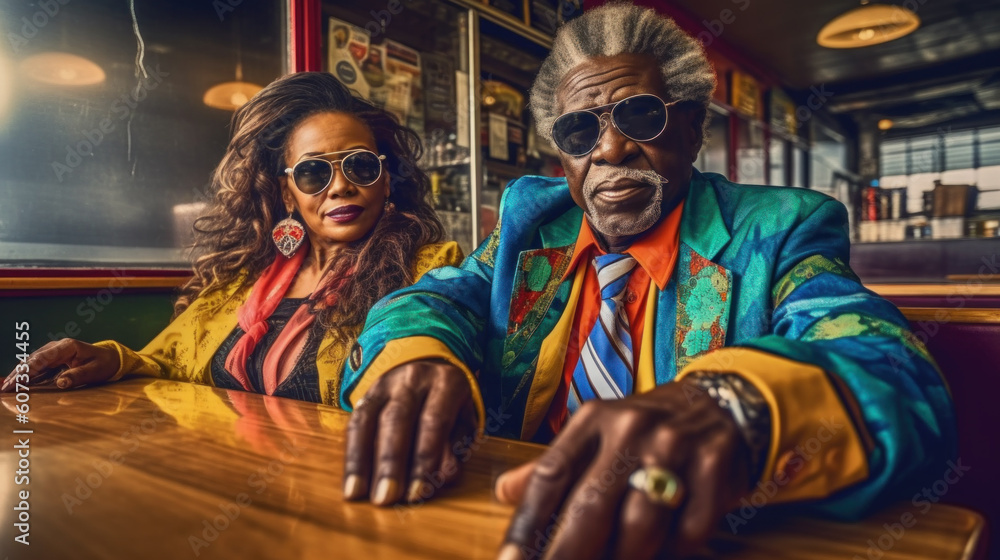 Shot of a mature african american stylish couple spending time together created with generative AI technology