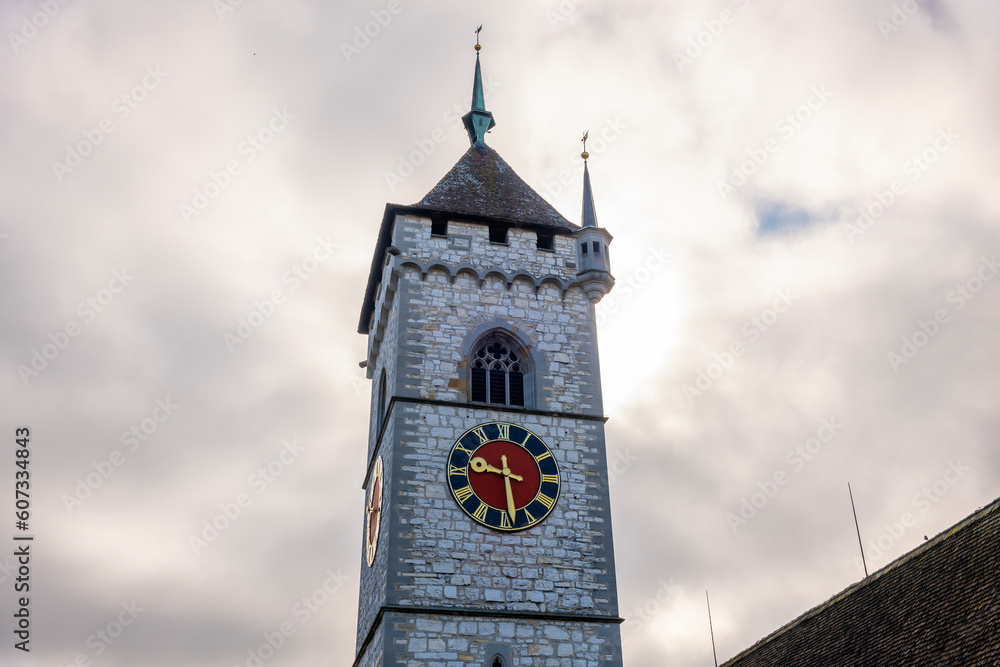 St. Johann Reformed Bell Tower Church in Schaffhausen, Switzerland.