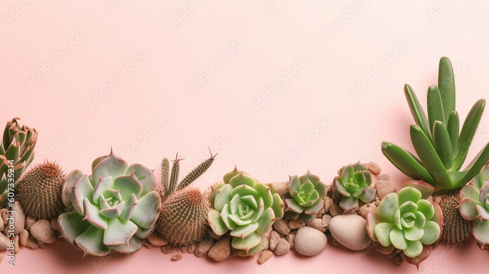 Obraz premium succulents banner or header Generative AI