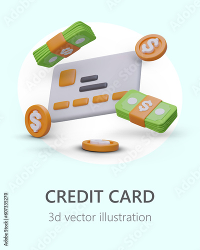 Cashback for payment by credit card. Vertical vector concept for bonus program advertising. Promotional offer for customers. Additional charges, deposit interest rate