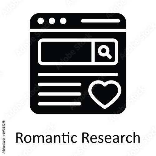 Romantic Research  Vector Solid Icon Design illustration. Seo and web Symbol on White background EPS 10 File
