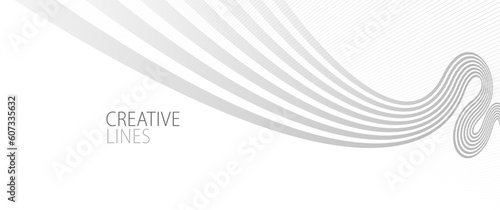 Wave lines in 3D perspective vector abstract background with smooth gradient of light grey and white monochrome colors, easy relaxing motion.
