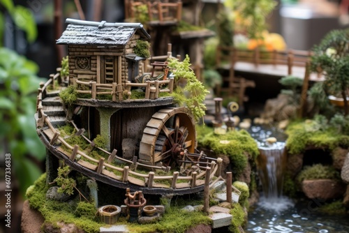 nice tiny garden with moss lichens, living plants and intricate details, ai generated image