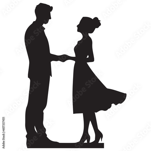 A romantic Couple Vector Face to face silhouette.