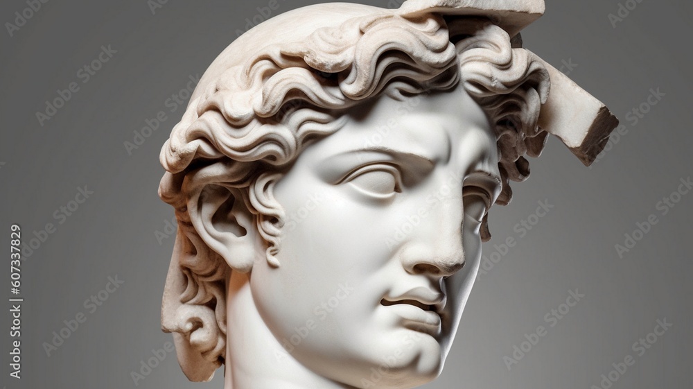 Gypsum statue of Davids head Generative AI Gypsum statue of Davids head Generative AI