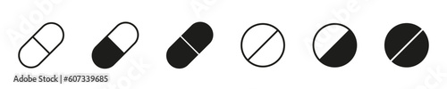 Pills icon vector set. Simple and editable pills icons Medicament and pharmaceutical symbol.  EPS 10