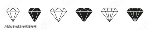 Diamond vector icon. Royal diamond icons collection set. Linear outline sign. Vector illustration EPS 10