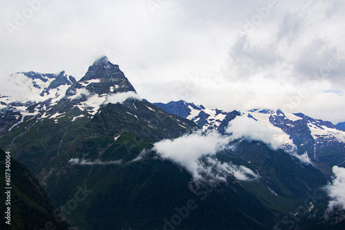 The Caucasus Mountains. Mountain peaks in summer.