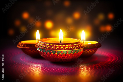 Celebrating the Festival of Lights: Happy Diwali Illustration. AI generated
